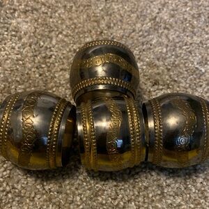 Brass-Tone Decorative Napkin Rings - Set of 4